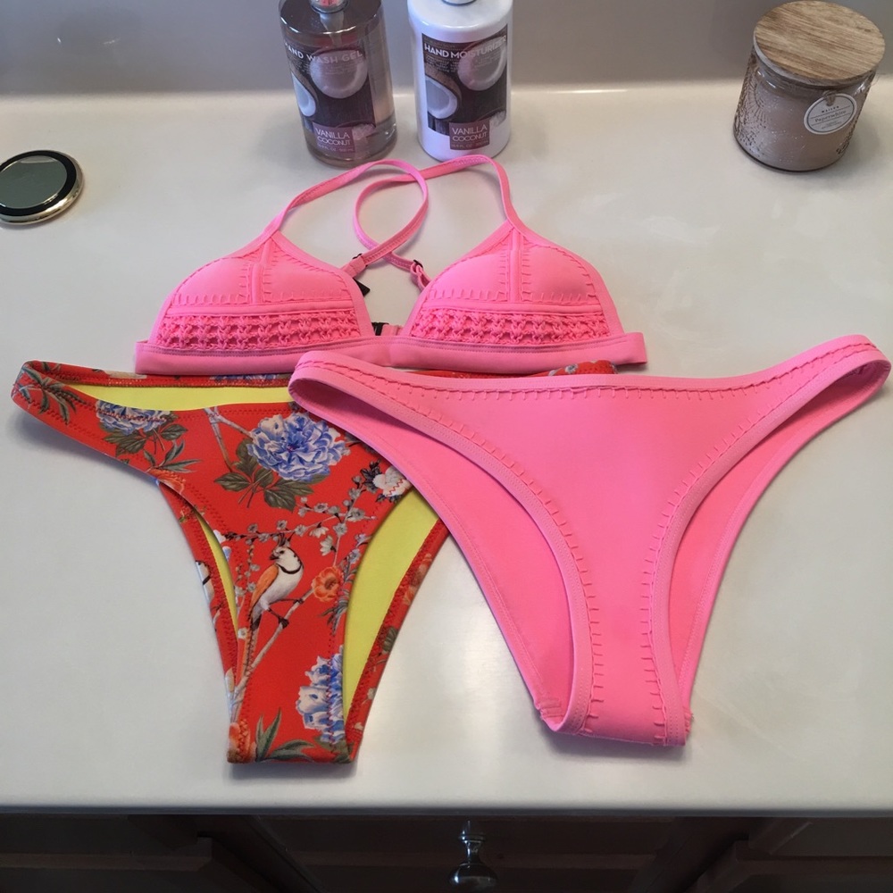 Triangle bikini small top large bottoms